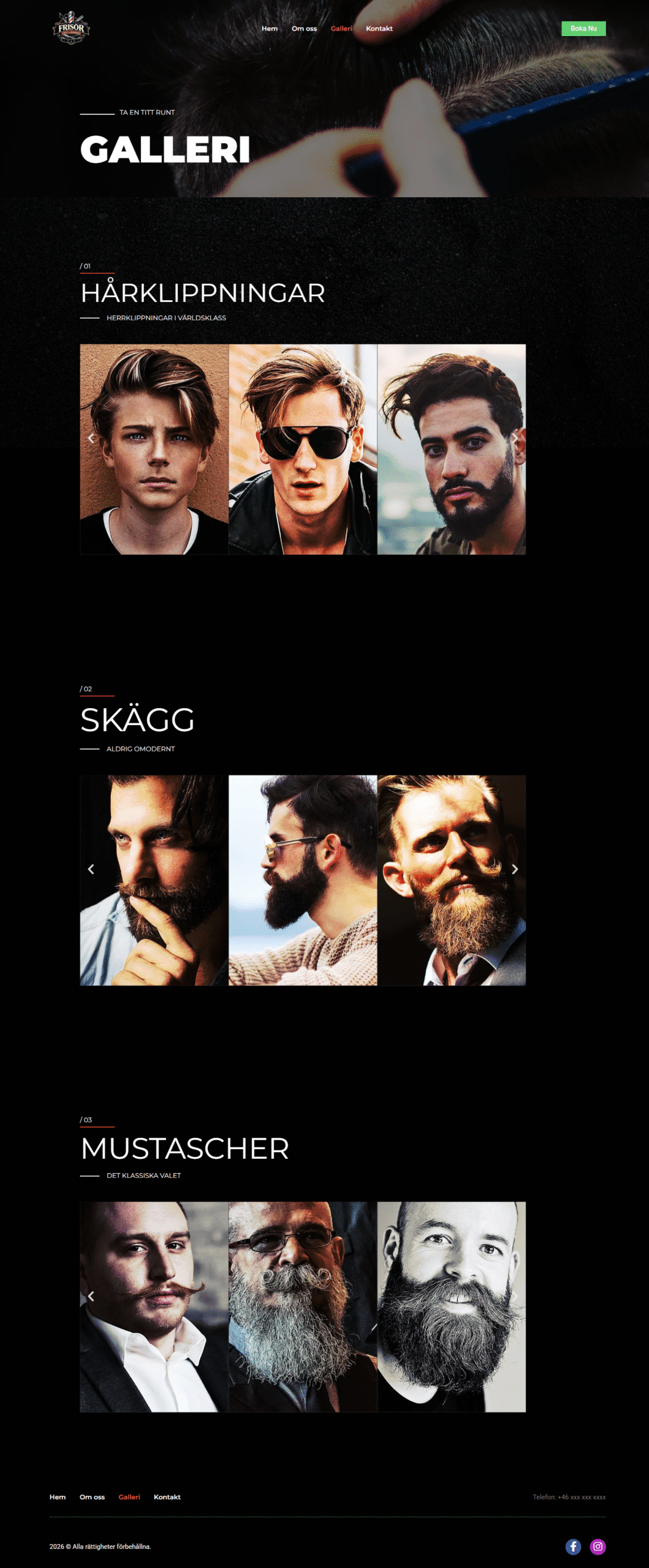 Frisyrer för män med vältrimmat skägg, snygga mustascher och moderna hårklippningar i ett galleri hos en professionell frisör